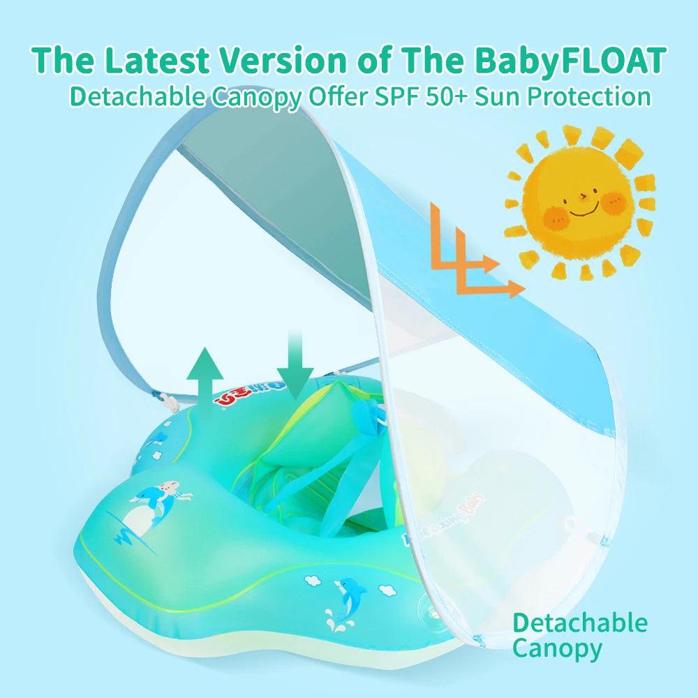 Inttox-Anneau de Bain Flottant pour Bébé avec Parasol - Flotteur Gonflable avec Sangles pour Enfants - Accessoire de Bain et Natation d'Été