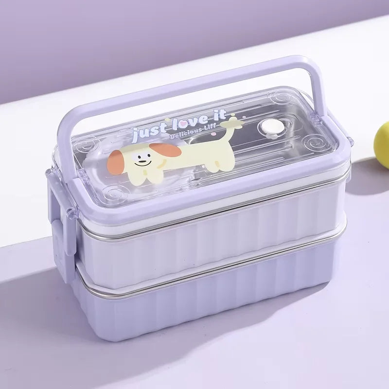 Inttox-🍱  Boîte à Lunch Enfant 2 Couches 🧒✨