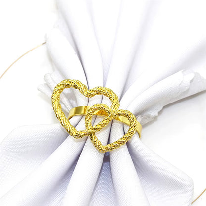 Inttox-💕 Ronds de Serviette Double Cœur – Élégance Romantique pour Décoration de Table 💍🍽️ (6 pièces)