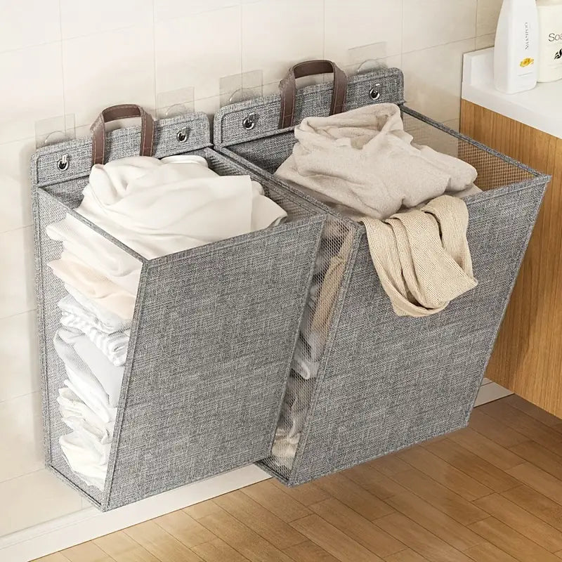 Inttox-🧺 Panier à Linge Suspendu Multifonction – Avec 2 Crochets Muraux Inclus 🪝