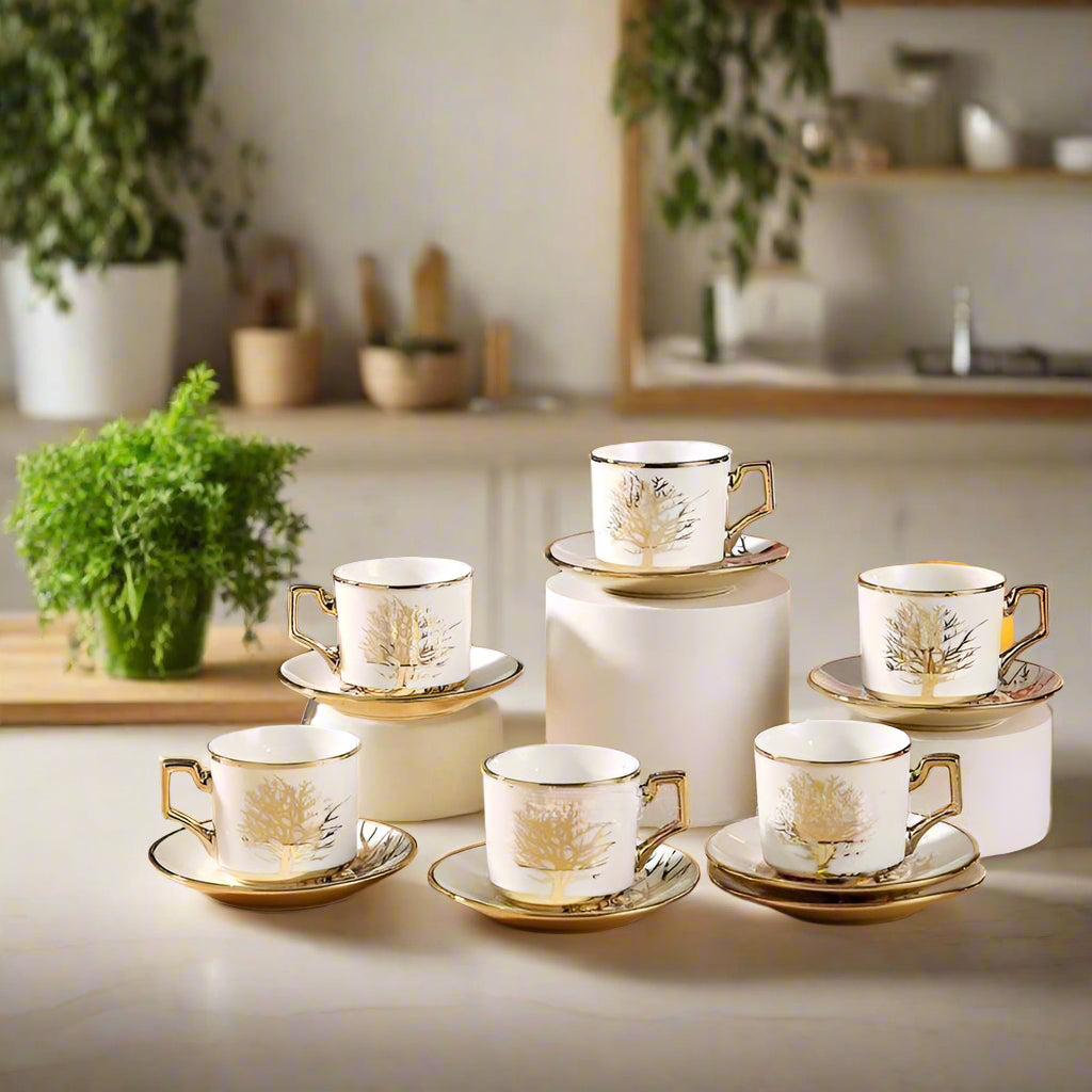 Inttox- Ensemble de Tasses en Céramique Arabe - Luxe Européen pour Table Basse ✨🍵