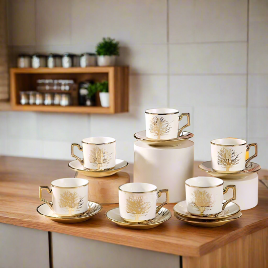 Inttox- Ensemble de Tasses en Céramique Arabe - Luxe Européen pour Table Basse ✨🍵