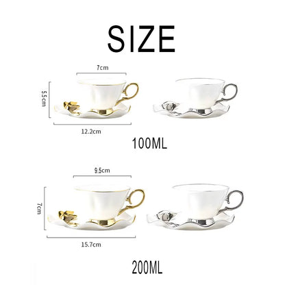 Inttox-☕👑 Service à Café "Sophia" en Porcelaine de Chine – Élégance Nordique & Papillons Dorés 🦋🍽️