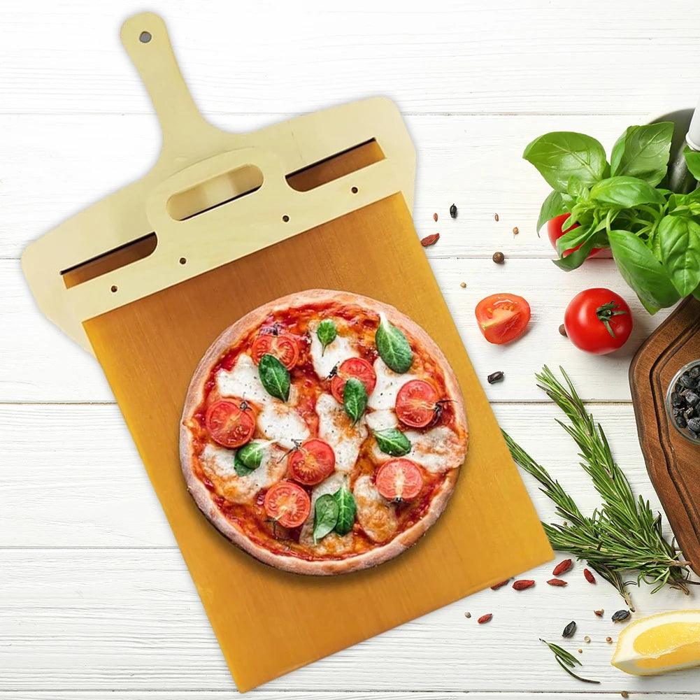 Inttox-Pelle à Pizza Coulissante en Bois - Spatule à Pizza avec Poignée