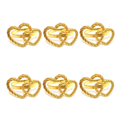 Inttox-💕 Ronds de Serviette Double Cœur – Élégance Romantique pour Décoration de Table 💍🍽️ (6 pièces)