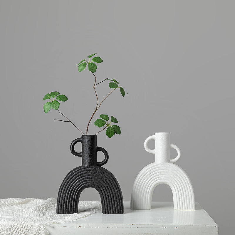 Inttox-Vase en Céramique Abstrait – Style Scandinave Minimaliste 🌿🖼️