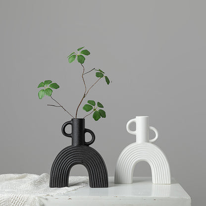 Inttox-Vase en Céramique Abstrait – Style Scandinave Minimaliste 🌿🖼️