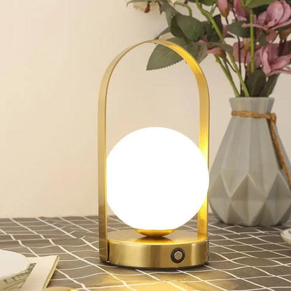 Inttox-Lampe de Table Ronde à LED avec Chargement USB et Poignée en Métal RVB, Télécommande