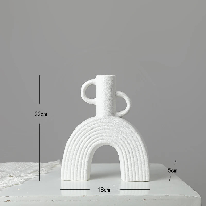 Inttox-Vase en Céramique Abstrait – Style Scandinave Minimaliste 🌿🖼️