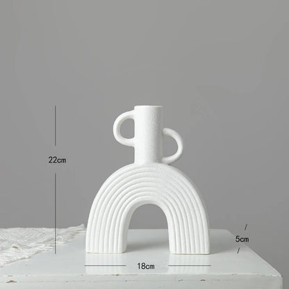 Inttox-Vase en Céramique Abstrait – Style Scandinave Minimaliste 🌿🖼️
