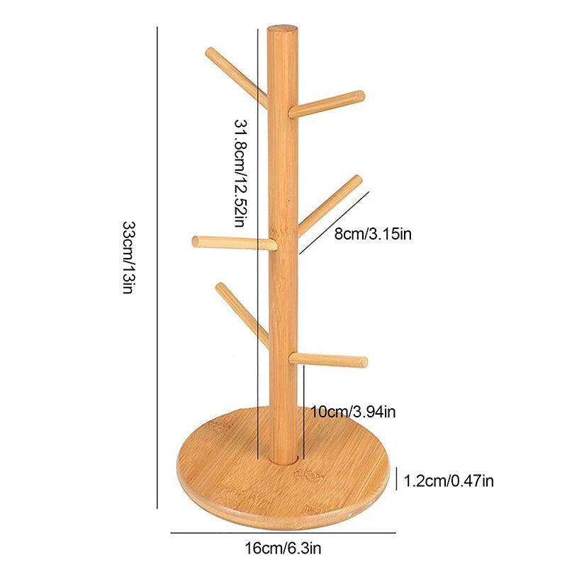 Inttox-Support de rangement vertical en bois pour tasse avec 6 crochets