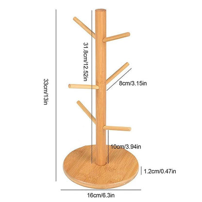 Inttox-Support de rangement vertical en bois pour tasse avec 6 crochets