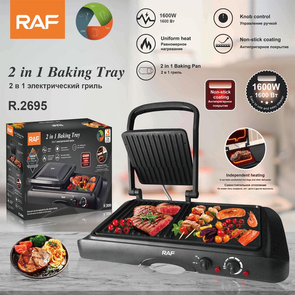 Inttox-RAF Household Nouveau Multifonctionnel Anti-Adhésif Panini Grill Maker 1600W 2 en 1 Plaque de Cuisson