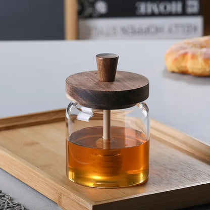 🍯 Inttox – Pots de miel en verre avec couvercle en bois & tige d’agitation 🐝