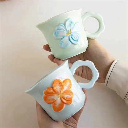 Inttox-🌸 2 Tasses à café en relief fleur Inttox