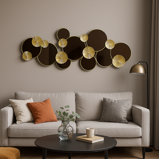 Inttox-✨ Tableau mural décoratif rond en métal doré et noir