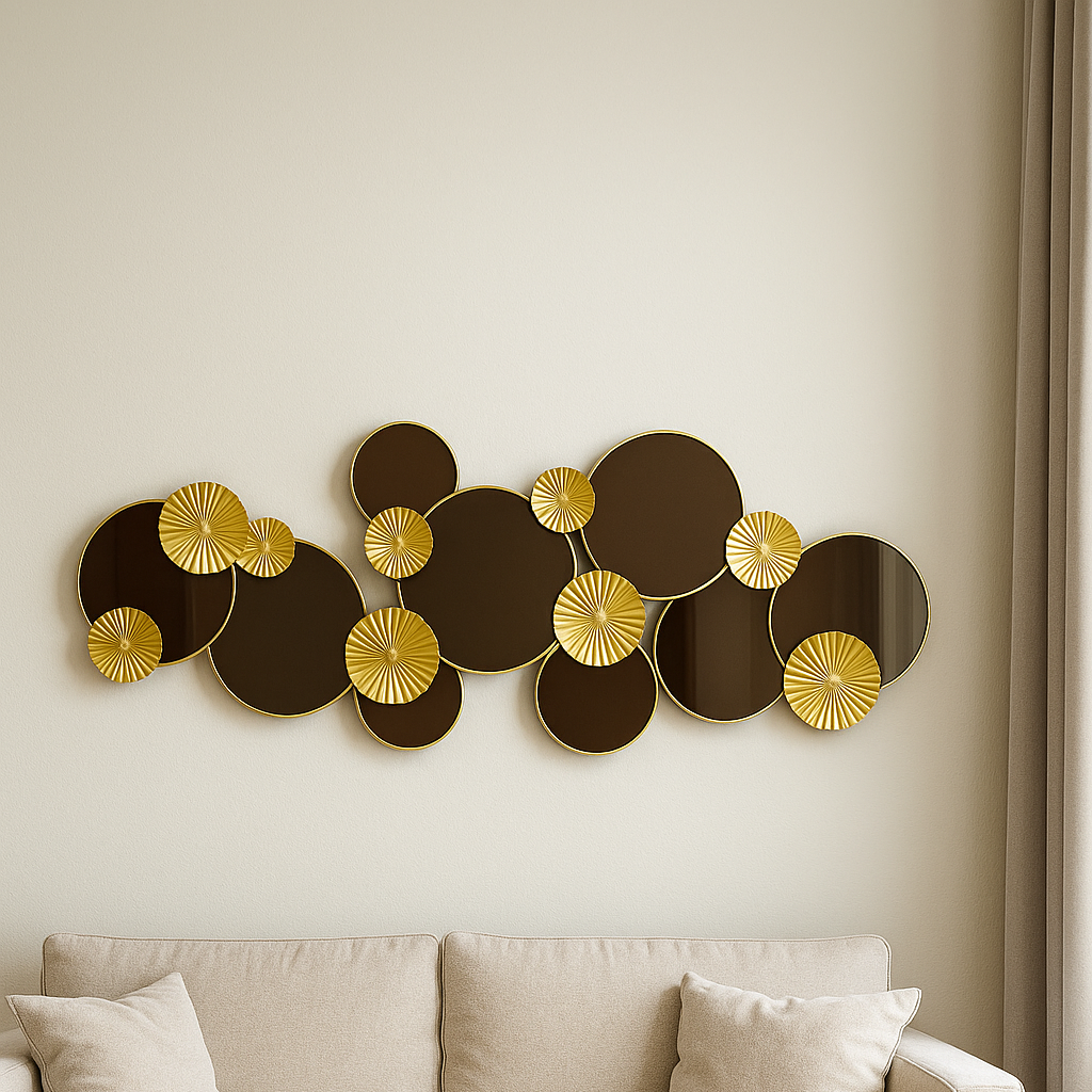 Inttox-✨ Tableau mural décoratif rond en métal doré et noir