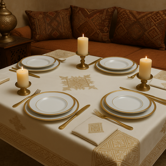 Inttox-🕌 Nappe Marocaine Brodée avec 8 Serviettes 🧵✨