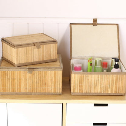 Inttox-Ensemble de 3 Paniers de Rangement Pliables en Bambou