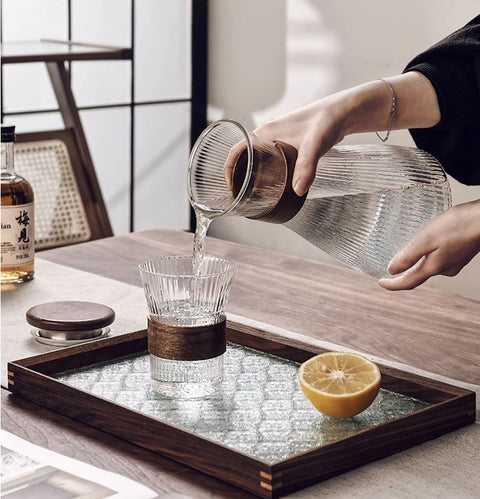 Inttox-Pichet à Eau en Verre Froid avec Couvercle, Bouilloire,Ensemble de 5 Pièces