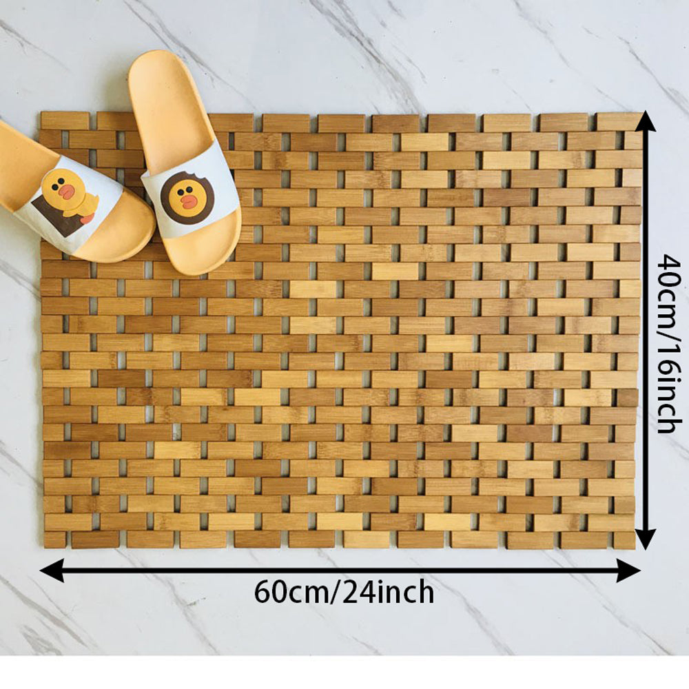 Inttox-Tapis de Bain en Bambou Naturel