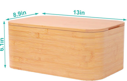 Inttox-Boîte à Pain en Bambou Naturel avec Couvercle Planche à Découper