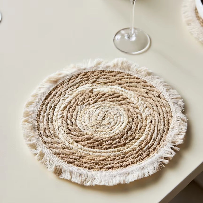 Inttox-🌿 Napperons ronds en rotin Inttox – Tissés à la main 🧺 | Lot de 6 pièces ✨