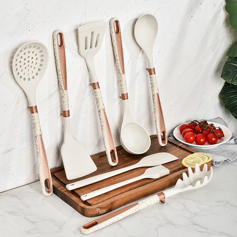 Inttox-Ensemble d’Ustensiles de Cuisine Inttox – 16 Pièces Marbre & Or