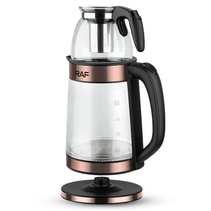 Inttox-Samovar Électrique à Double Pot en Verre - Théière Électrique Russe et Turque avec Infuseur (0.5L + 2.2L)