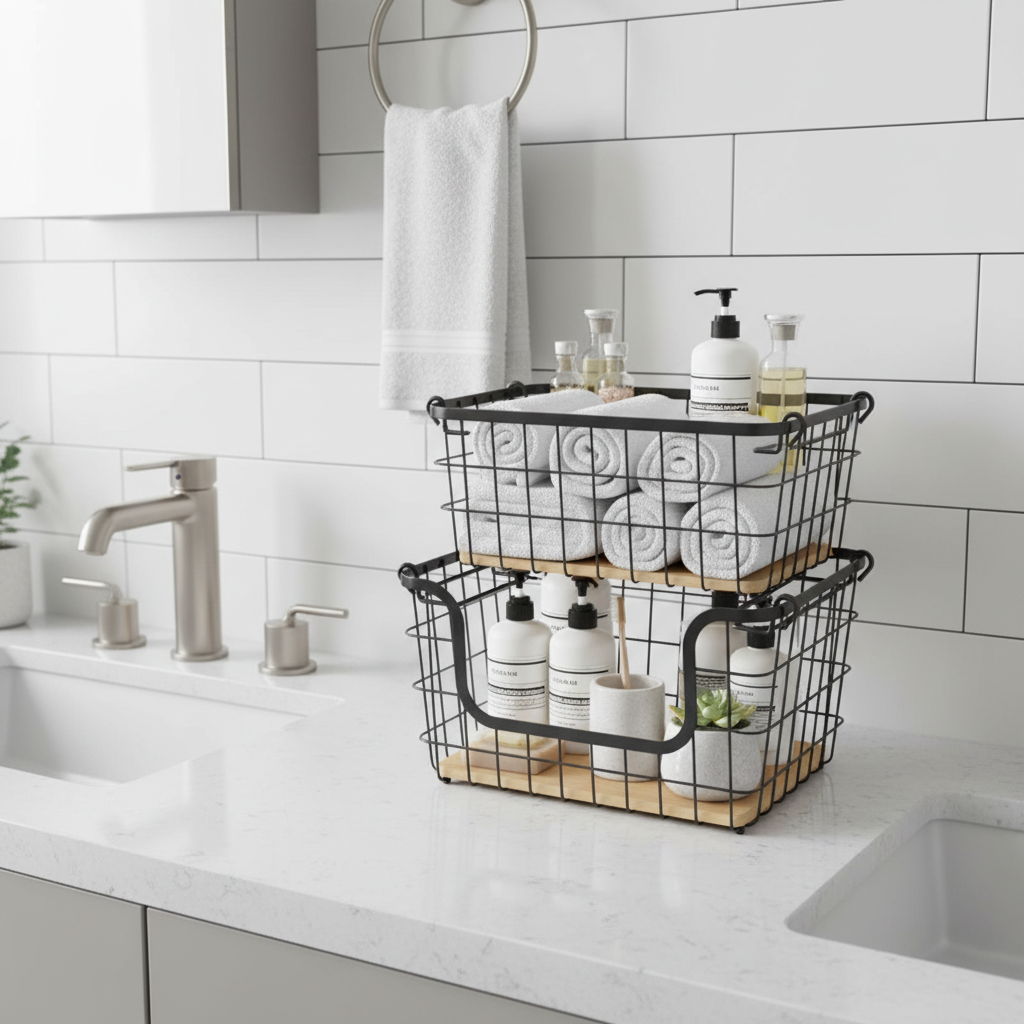 Inttox-Lot de 2 Paniers de Rangement Rectangulaires