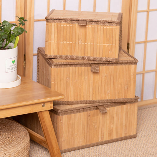 Inttox-Ensemble de 3 Paniers de Rangement Pliables en Bambou
