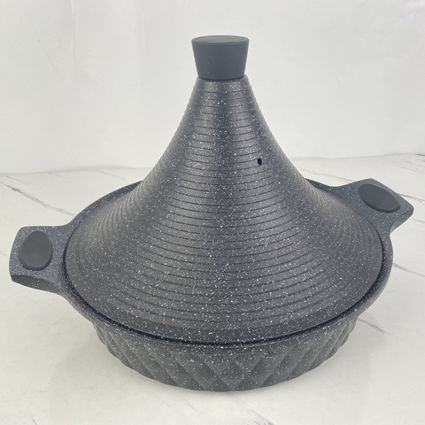 Inttox-Marmite à Tajine Classique Marocaine en Aluminium Émaillé Antiadhésif avec Couvercle 30cm