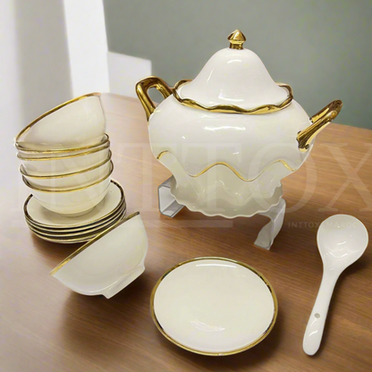 Inttox-🍲 Service de Soupe en Porcelaine avec Dorures Élégantes ✨