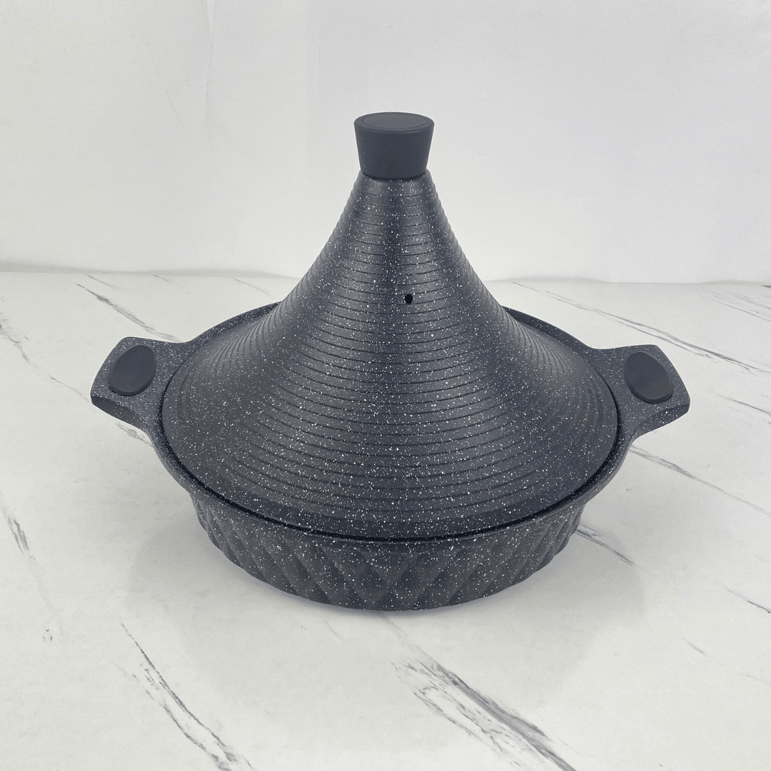 Inttox-Marmite à Tajine Classique Marocaine en Aluminium Émaillé Antiadhésif avec Couvercle 30cm