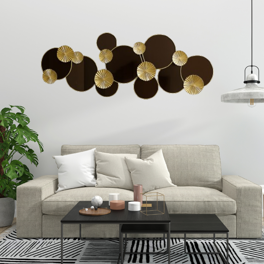 Inttox-✨ Tableau mural décoratif rond en métal doré et noir