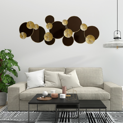 Inttox-✨ Tableau mural décoratif rond en métal doré et noir