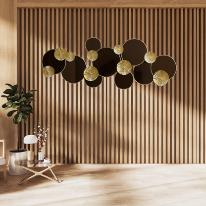 Inttox-✨ Tableau mural décoratif rond en métal doré et noir