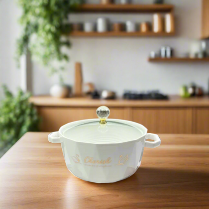 Inttox-🍜✨ Bol à Nouilles en Céramique avec Double Anse  🥣👩‍🍳
