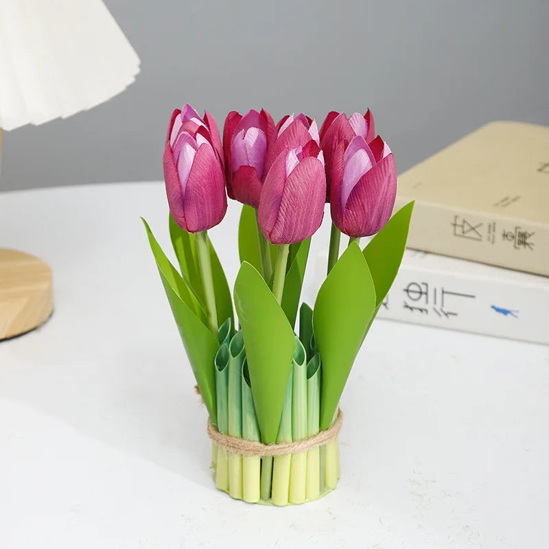 Inttox-🌷 Bouquet de Tulipes Artificielles 7 Têtes