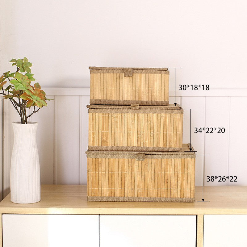 Inttox-Ensemble de 3 Paniers de Rangement Pliables en Bambou