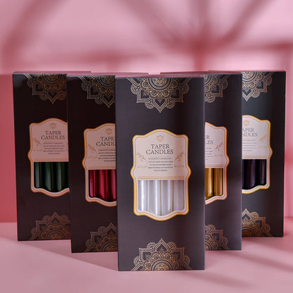 Inttox-Bougies Longues et Coniques Multicolores – Lot de 12