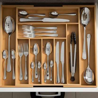 Inttox-Plateau Organisateur de Tiroir Extensible en Bambou