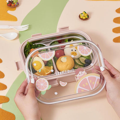 Inttox-Boîte à Lunch Isolée pour Enfants  Nouveau Modèle Portable et Scellé à 2 Compartiments avec Couvercle