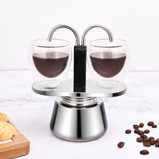 Inttox-Cafetière Moka à Double Tête en Acier Inoxydable - Inttox