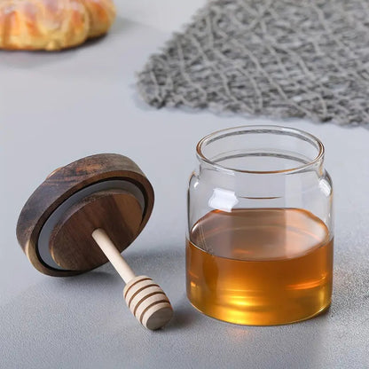 🍯 Inttox – Pots de miel en verre avec couvercle en bois & tige d’agitation 🐝