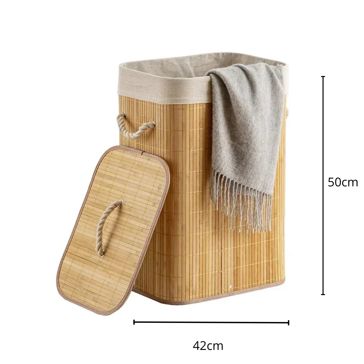 Inttox-Panier à Linge Rectangulaire Pliable en Bambou avec Couvercle