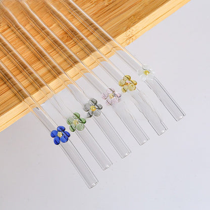 Inttox-🌷 Pailles Réutilisables en Verre Borosilicate – Collection Fleur 🌿 | Inttox