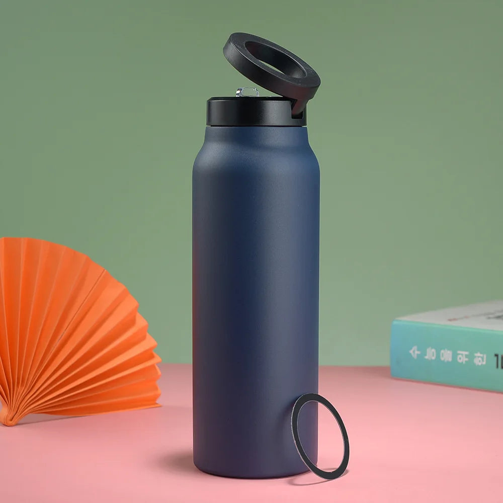 Inttox-🥤 Bouteille Thermos  avec Couvercle Magnétique & Support Téléphone 📱✨