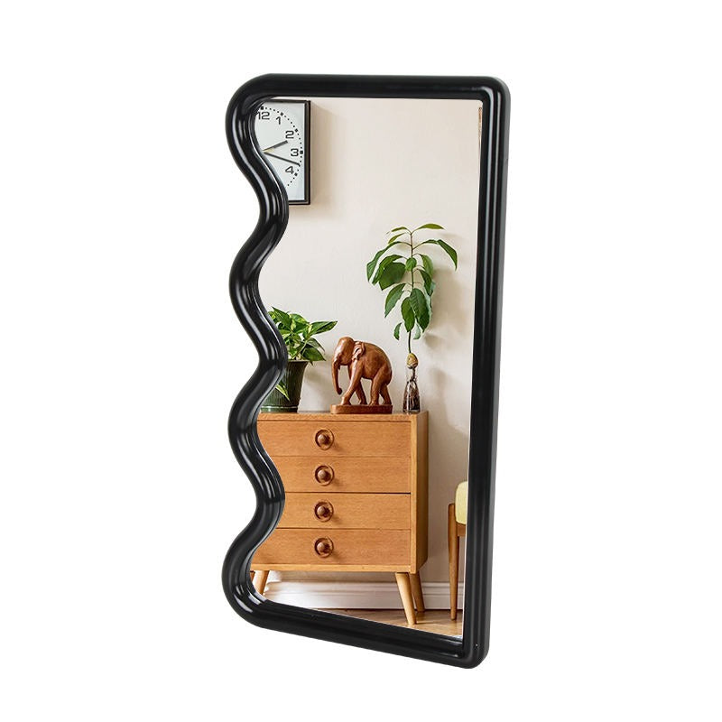Inttox-🪞🖤 Miroir Vague Moderne avec Cadre en Bois Noir –🏡🎨