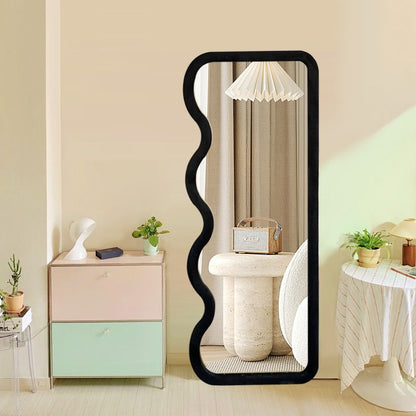 Inttox-🪞🖤 Miroir Vague Moderne avec Cadre en Bois Noir –🏡🎨